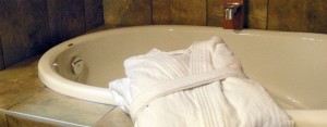 plush robes in the bath at cabin 14 Point no Point Resort